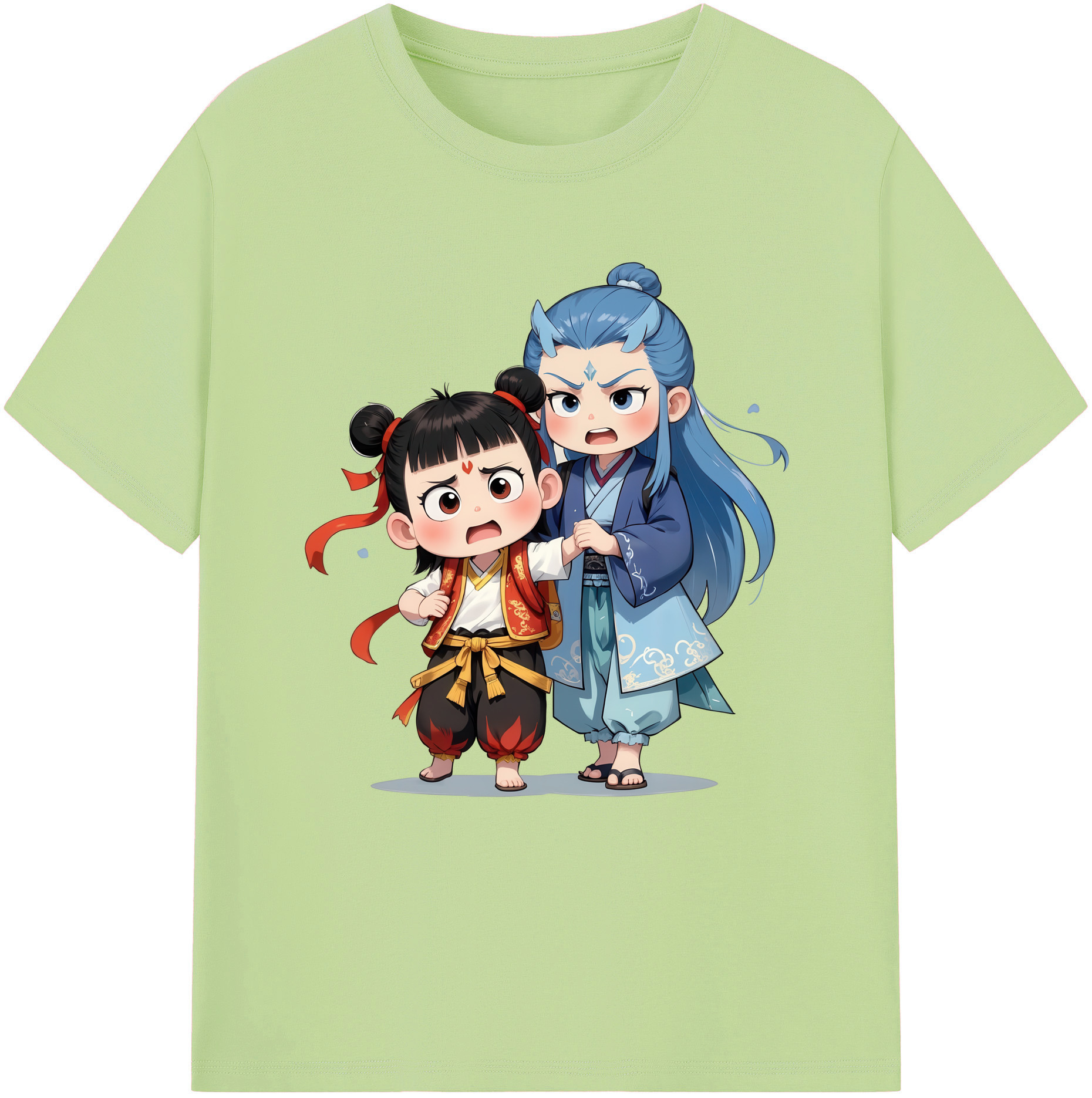 （画像用） Ne Zha 2 ナタ 魔童の大暴れ 綿100％半袖Tシャツ（フロントプリント）